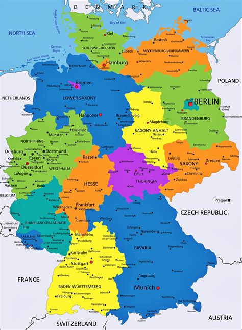 Karte mit Markierungen von BabyOne Standorten in Deutschland
