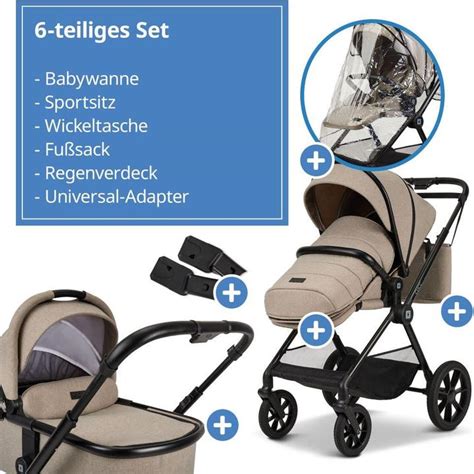 Eine Familie mit einem MOON Clicc Kombikinderwagen in einer belebten Stadtstraße.