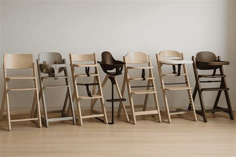 Holz- und Stahlgestelle von Hochstühlen im Vergleich