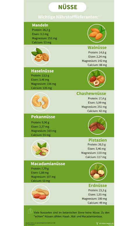 Vergleichstabelle: Nährwerte von Nüssen und alternativen Samen