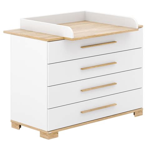 Illustration einer stilvollen Wickelkommode mit mehreren Schubladen und einem abnehmbaren Wickelaufsatz