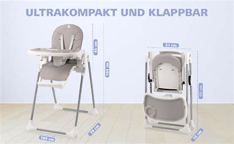 Der MAMBO Hochstuhl mit abgenommenem oberen Tablett, um die verstellbare Rückenlehne und die gepolsterte Einlage zu zeigen