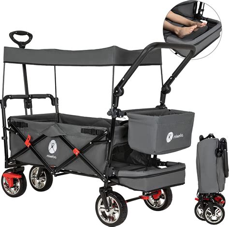 Kettler Comfort Bollerwagen mit Sonnendach und zwei Kindern.