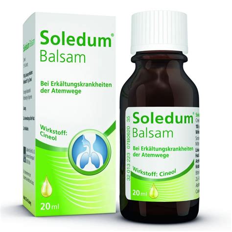 Abbildung der Soledum Balsam Verpackung und Flasche