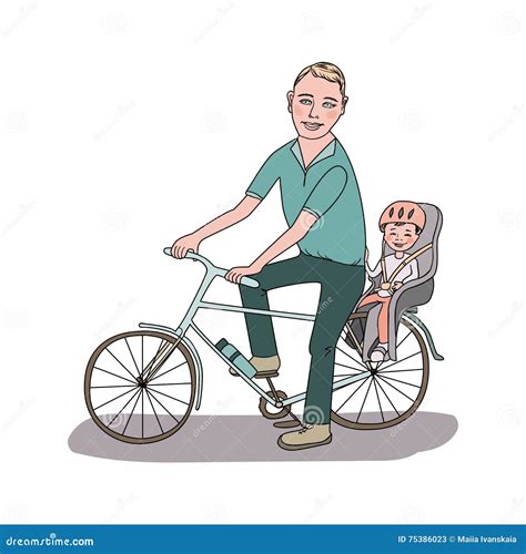 Illustration eines Kindes, das sicher in einem Fahrradkindersitz auf dem Gepäckträger sitzt.
