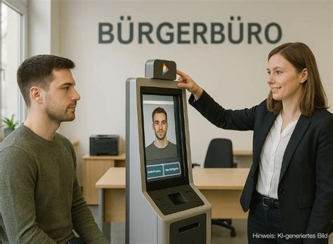 Foto eines modernen Selbstbedienungsterminals für Passfotos