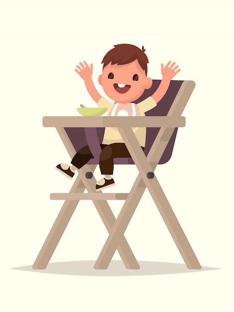 Illustration eines Babys, das sicher in einem Hochstuhl sitzt, mit Fokus auf das 5-Punkt-Gurtsystem.