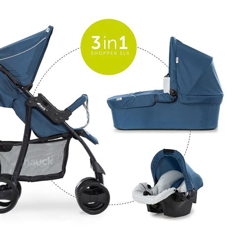 Darstellung des Hauck Shopper SLX Trio Sets mit Babywanne und Babyschale