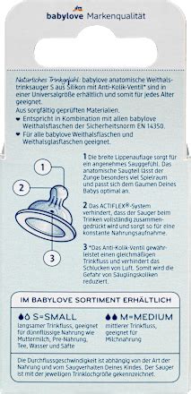 Schema der Babylove Weithals-Glasflasche mit hervorgehobenen Funktionen wie Anti-Kolik-Ventil und anatomisch geformtem Sauger.