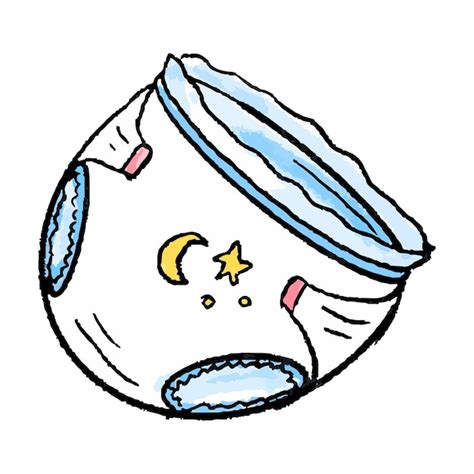 Illustration einer Windel, die hinten überläuft, mit einem Baby und besorgten Eltern