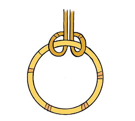 Illustration, die zeigt, wie ein Ring-Sling durch zwei Ringe gefädelt wird, um eine Schlaufe zu bilden.