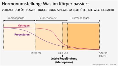 Schema der hormonellen Veränderungen in der Prämenopause mit Fokus auf Progesteron- und Östrogenspiegel
