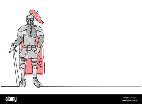 Historische Darstellung eines mittelalterlichen Ritters mit Rüstung und Schwert