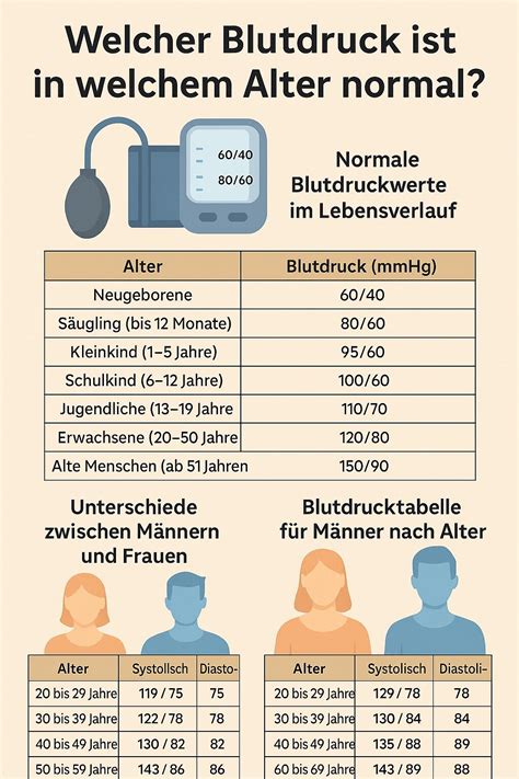 Grafik, die die altersgerechte Entwicklung des Blutdrucks bei Kindern zeigt