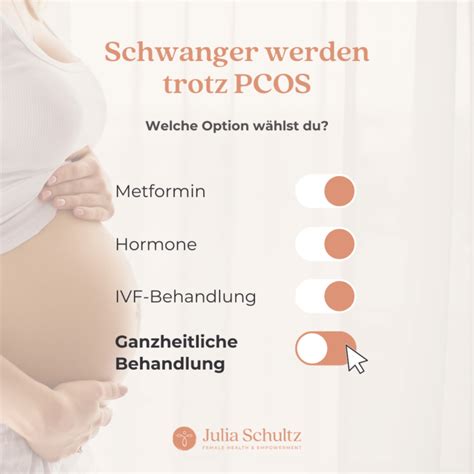 Infografik, die verschiedene Behandlungsmöglichkeiten bei PCOS und Kinderwunsch darstellt.