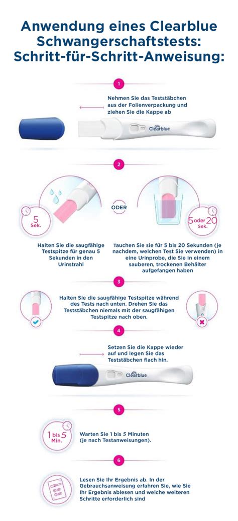Infografik: Ablauf und Interpretation eines Clearblue Schwangerschaftstests