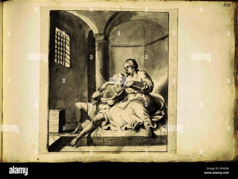 Darstellung der Caritas Romana mit Cimon und Pero in einem Kerker.