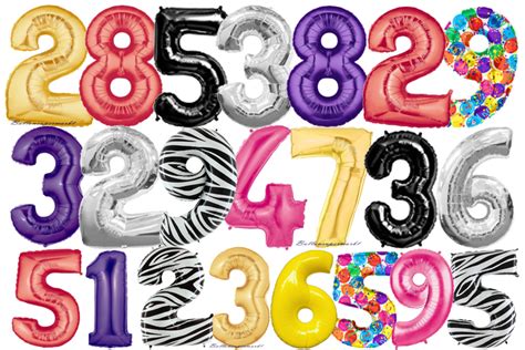Illustrationsbild: Verschiedene Arten von Zahlen-Luftballons für Geburtstage