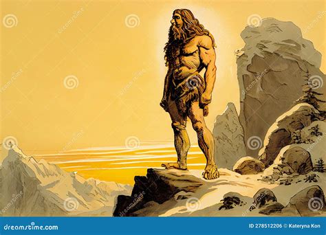 Illustration eines Neandertalers in einer Kuriositätenschau