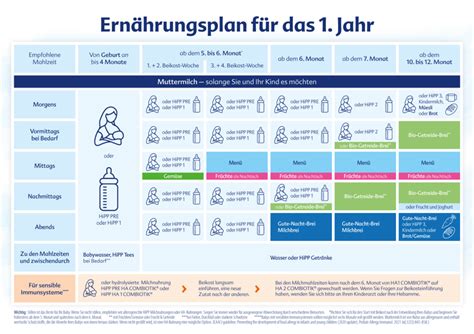 Infografik mit einer Tabelle, die den Übergang von Anfangsmilch zu Beikost zeigt.